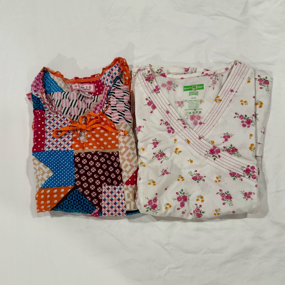 Floral and Patchwork Scrub Tops